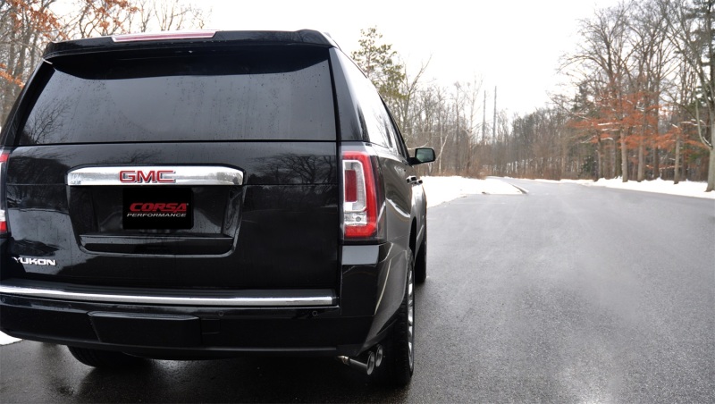 GMC Yukon Denali Performance Exhaust - Single Side Exit - CORSA Performance - Cat Back - Polished Black - `15-`20